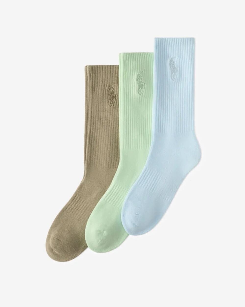 NEW Polo Ralph Lauren Washed 3-Pack Crew Socks Multicolor Size L 821579PK